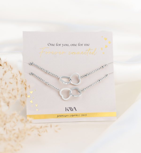 KAYA sieraden Sisters Bracelet Set Connected Heart | Stainless steel  - Copy
