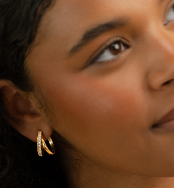 KAYA sieraden Double Hoop Earrings with Crystals | Stainless Steel