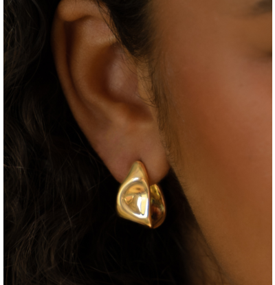 KAYA sieraden Bold open oval hoop earrings | Stainless Steel Gold