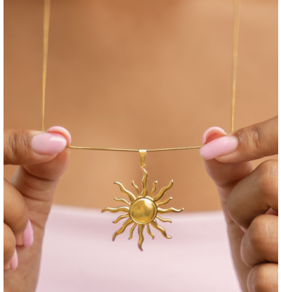 KAYA sieraden Lange Zon ketting 'Here Comes the Sun'