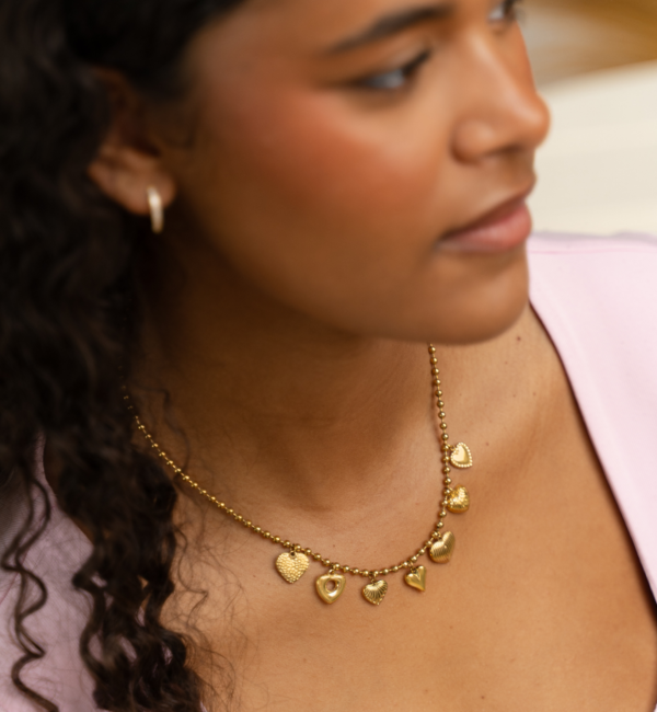 KAYA sieraden Necklace seven hearts 'Sugar Love' I Stainless Gold