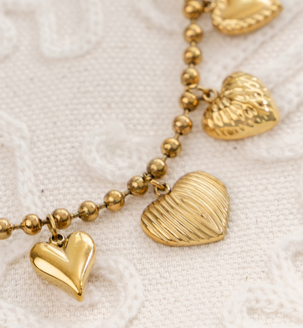 KAYA sieraden Ketting zeven hartjes 'Sugar Love' I Stainless