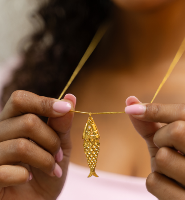 KAYA sieraden Lange ketting 'Big Vis' I Stainless Steel Goud