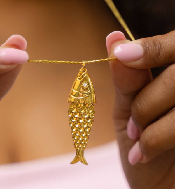 KAYA sieraden Lange ketting 'Big Vis' I Stainless Steel Goud