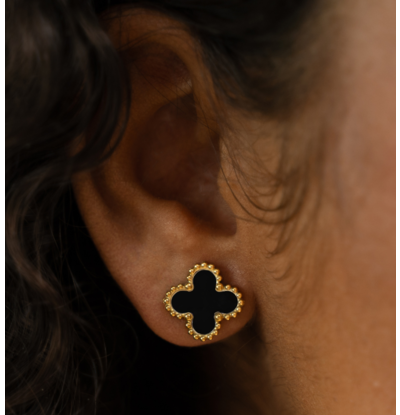 KAYA sieraden Earrings Clover | Stainless Steel - Black