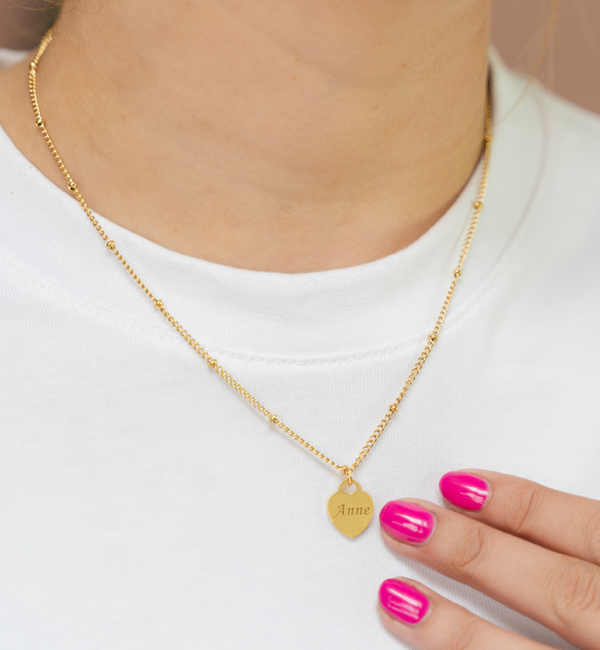 KAYA sieraden Mother and Daughter Necklaces with Name Hearts | Stainless steel