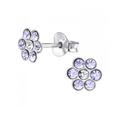 KAYA sieraden Kinderoorbellen 'Crystal Flower' Paars