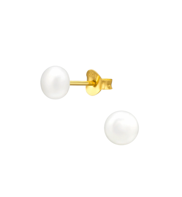 KAYA sieraden Children's Earrings 'Pearl' Gold Plated