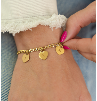 KAYA sieraden Bracelet with Initials | 3 Hearts