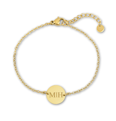 Gegraveerde sieraden GOLD ladies on > Disc Bracelet with Initials | Stainless Steel