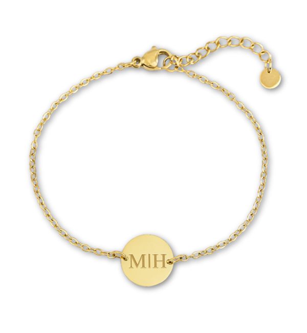 Gegraveerde sieraden Bracelet Disc with Initials I Stainless Steel