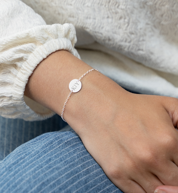 Gegraveerde sieraden Bracelet Disc with Initials I Stainless Steel