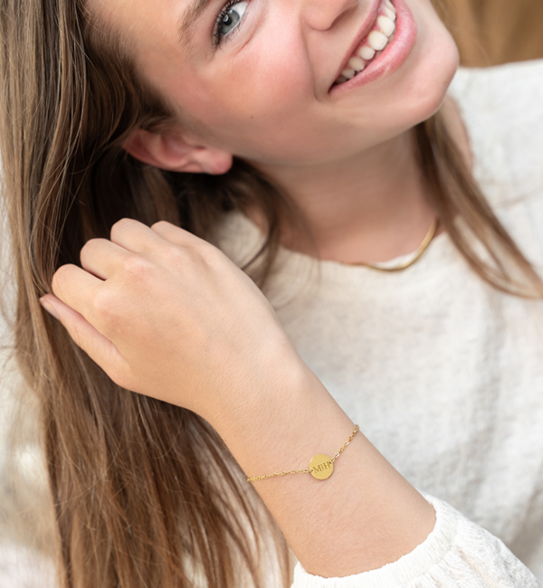 Gegraveerde sieraden Bracelet Disc with Initials I Stainless Steel