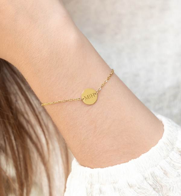 Gegraveerde sieraden Bracelet Disc with Initials I Stainless Steel