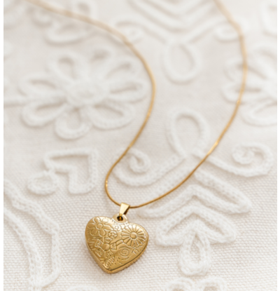 KAYA sieraden Check Tanja> Necklace Vintage Heart I Stainless Steel Gold