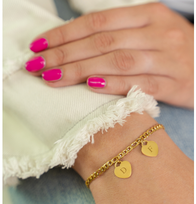 KAYA sieraden Bracelet with Initials | 2 Hearts