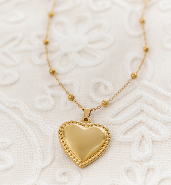 KAYA sieraden Long Necklace 'Heartbeat' I Stainless Steel Gold