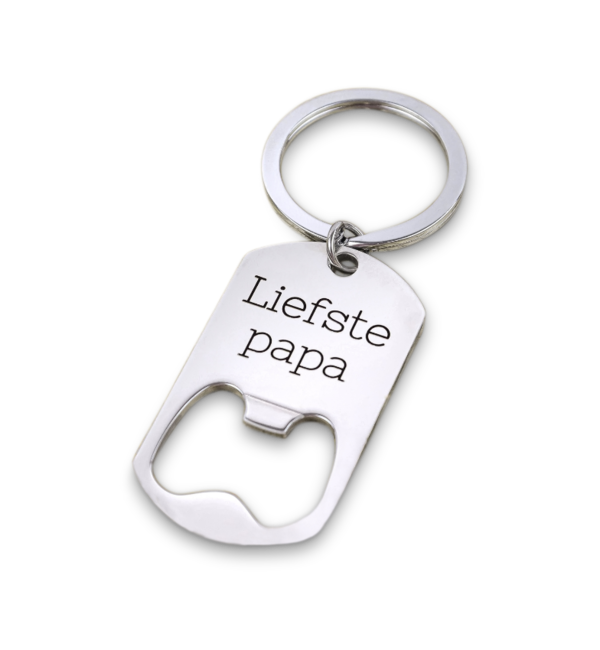 KAYA sieraden Stainless Steel Keychain with Beer Opener with Engraving