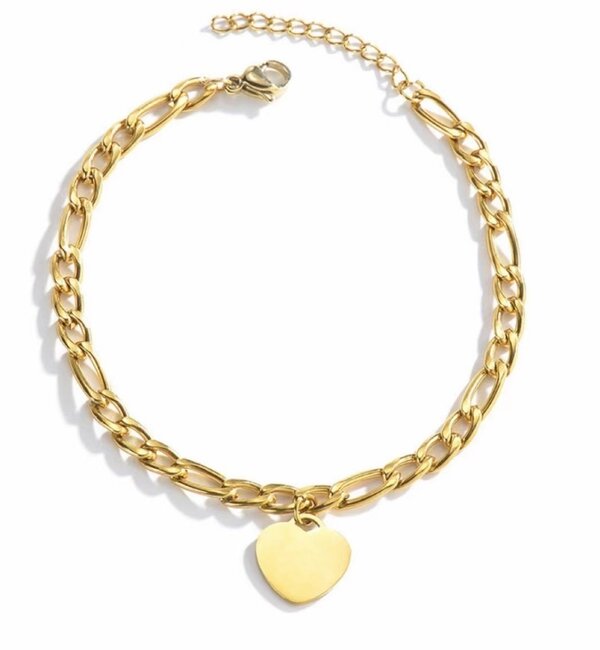 KAYA sieraden Bracelet with Initial | 1 Heart | Stainless Steel