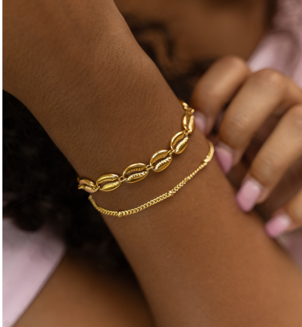 KAYA sieraden Bracelet 'Bolletjes' with Mother of Pearl Flower and Engraving | Stainless Steel - Copy