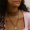 KAYA sieraden Black Cord Necklace Flower I Stainless Steel Gold