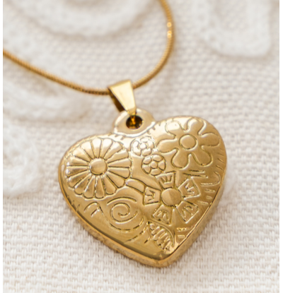 KAYA sieraden Ketting Vintage Heart I Stainless Steel Goud