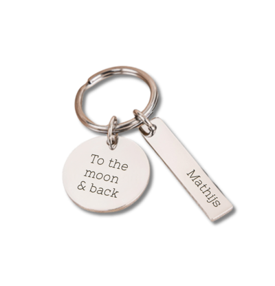 KAYA sieraden Sleutelhanger met twee Graveerbedels