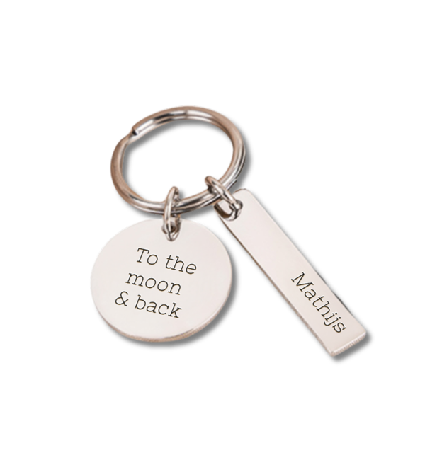 KAYA sieraden Sleutelhanger met twee Graveerbedels