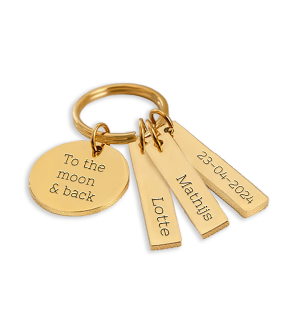 KAYA sieraden Sleutelhanger met vier Graveerbedels