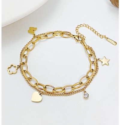 KAYA sieraden Bracelet Initial Engraving 'Layered' | Stainless Steel - Copy