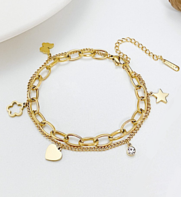 KAYA sieraden Bracelet Initial Engraving 'Layered' | Stainless Steel - Copy