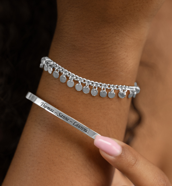 KAYA sieraden Set Slave Bracelet 'Little Disc' with engraving | Stainless Steel - Copy