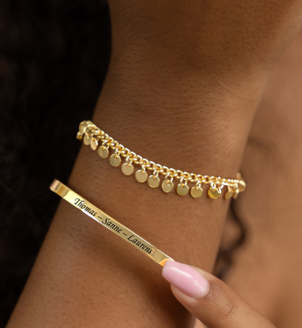 KAYA sieraden Set Slave Bracelet 'Little Disc' with engraving | Stainless Steel - Copy
