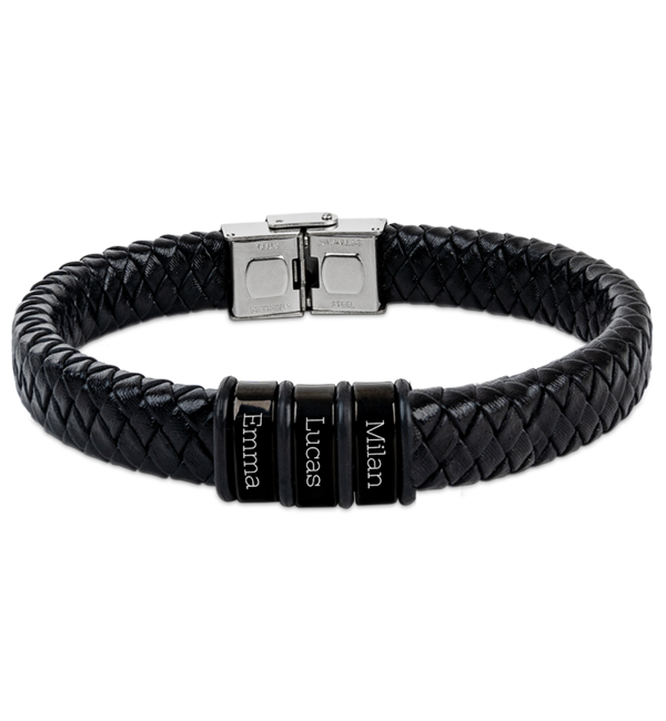 KAYA sieraden Men's Bracelet Leather 'Rock My World' Black | Create Your Own