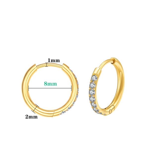 KAYA sieraden 3-piece set of earrings with stones I 8-10-12 mm
