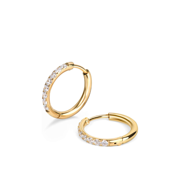 KAYA sieraden 3 delige set oorringen met steentjes I 8-10-12 mm