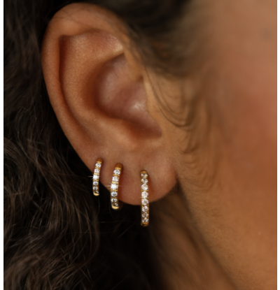 KAYA sieraden 3-piece set of earrings with stones I 8-10-12 mm