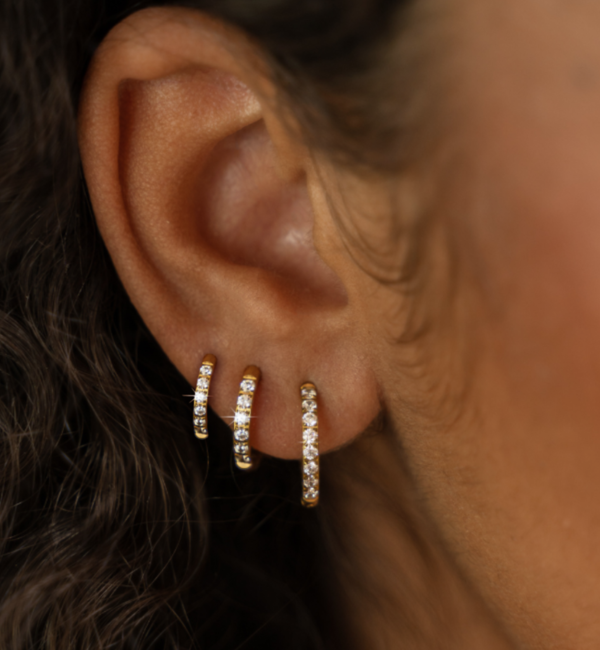 KAYA sieraden 3-piece set of earrings with stones I 8-10-12 mm