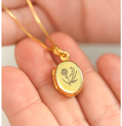 KAYA sieraden Geboortebloem Boeket Ketting 'Medaillon'