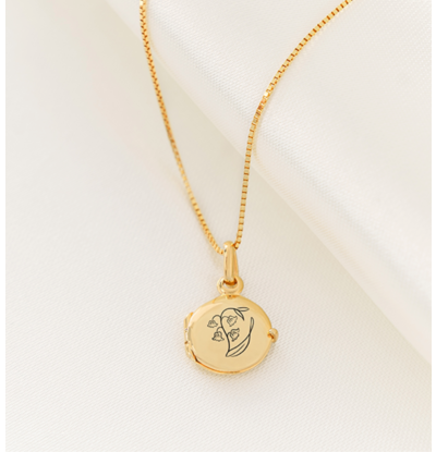 KAYA sieraden Ketting Medaillon 'Rond' met Geboortebloem
