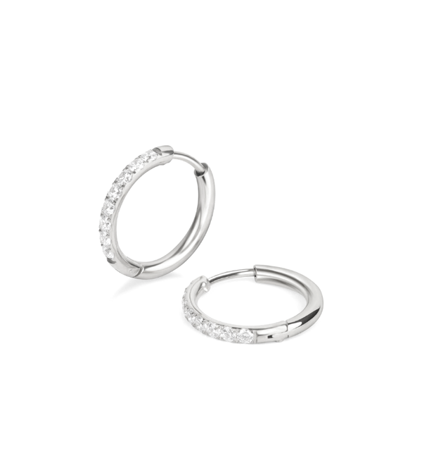 KAYA sieraden Shiny oorringen met steentjes 8mm  | Stainless Steel  Goud