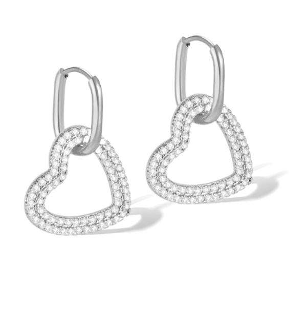 KAYA sieraden Statement Oorringen Hartje met Kristallen | Stainless Steel Goud