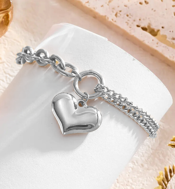 KAYA sieraden Chain Bracelet with Chunky Heart | Stainless Steel