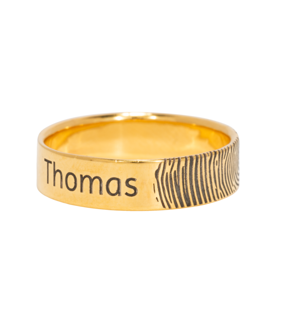 Gegraveerde sieraden Ring with Fingerprint and Name