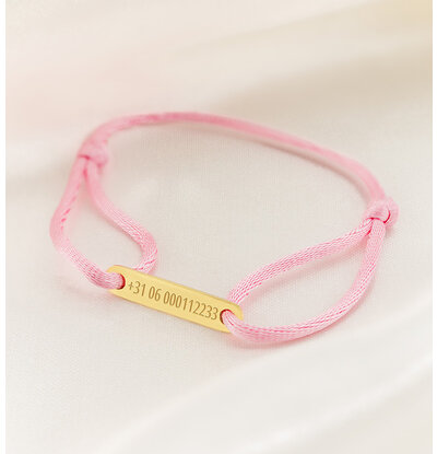 KAYA sieraden SOS Kinderarmbandje met Telefoonnummer | Roze