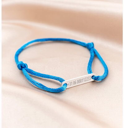 KAYA sieraden SOS  Kinderarmbandje met Telefoonnummer | Blauw