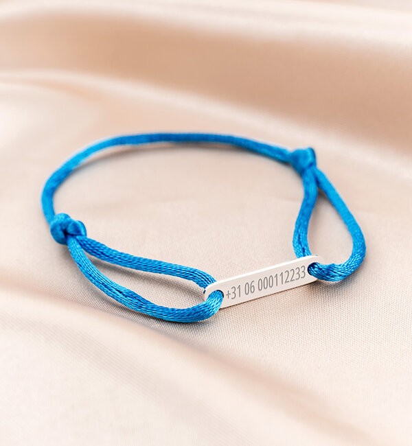 KAYA sieraden S.O.S. Kinderarmbandje met Telefoonnummer | Blauw | Stainless Steel