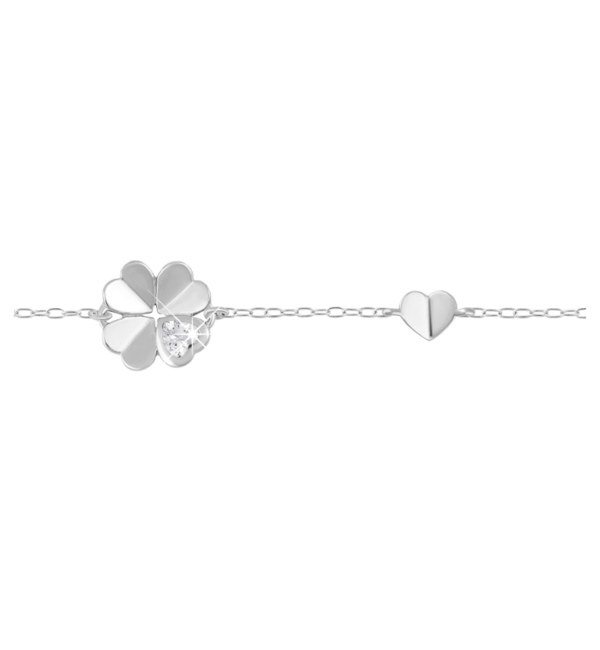 KAYA sieraden Armband Dames Klaver & Hartje met Kristal