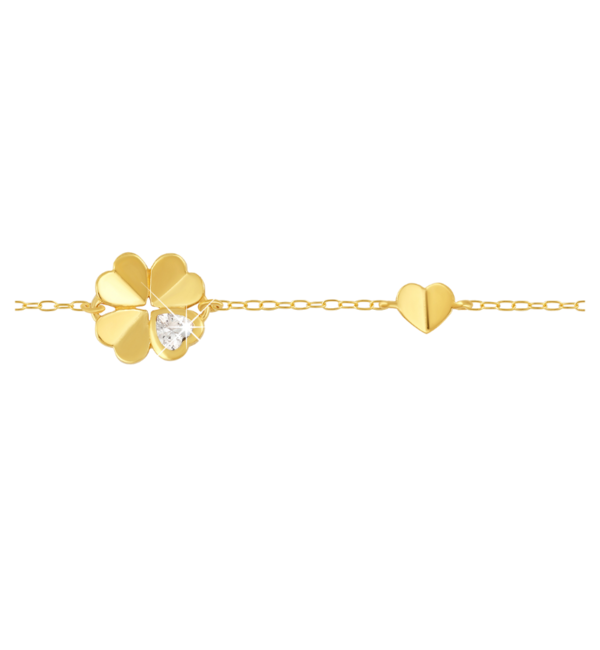 KAYA sieraden Armband Dames Klaver & Hartje met Kristal