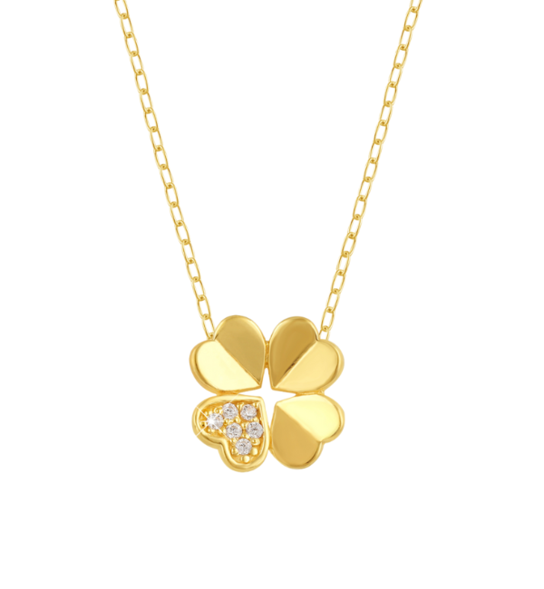 KAYA sieraden Ketting Dames Klaver met Kristallen I Zirkonia Kristallen
